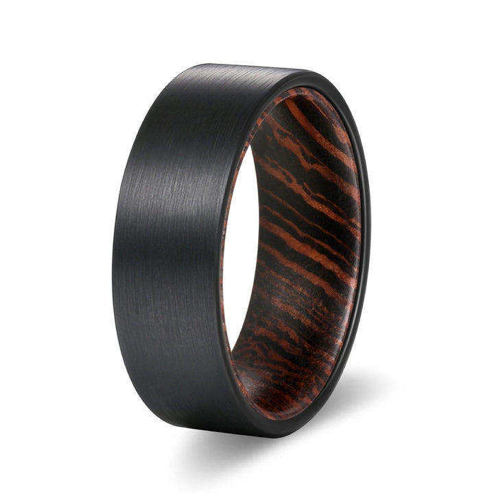 SPEAR | Wenge Wood, Black Flat Brushed Tungsten - Rings - Aydins Jewelry - 2