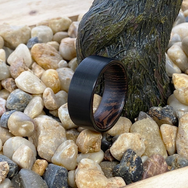 SPEAR | Wenge Wood, Black Flat Brushed Tungsten - Rings - Aydins Jewelry - 6