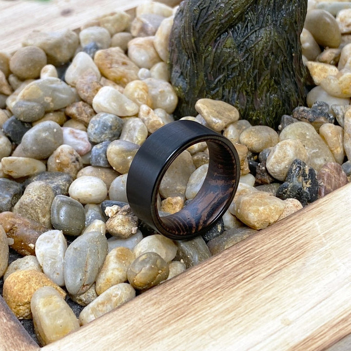 SPEAR | Wenge Wood, Black Flat Brushed Tungsten - Rings - Aydins Jewelry