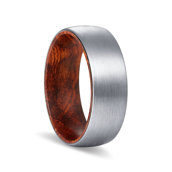 SPYRO | Snake Wood, Silver Tungsten Ring, Brushed, Domed - Rings - Aydins Jewelry - 1