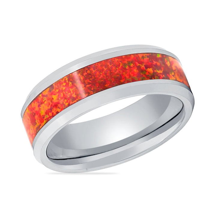 STARFALL | Tungsten Ring Red Fire Opal - Rings - Aydins Jewelry - 2