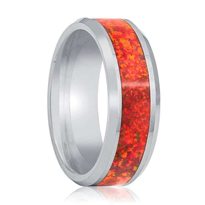 STARFALL | Tungsten Ring Red Fire Opal - Rings - Aydins Jewelry - 1