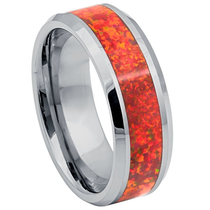 STARFALL | Tungsten Ring Red Fire Opal - Rings - Aydins Jewelry - 3