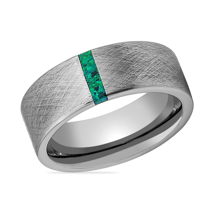 STARK | Tungsten Ring Lime Green Opal Bar - Rings - Aydins Jewelry - 2