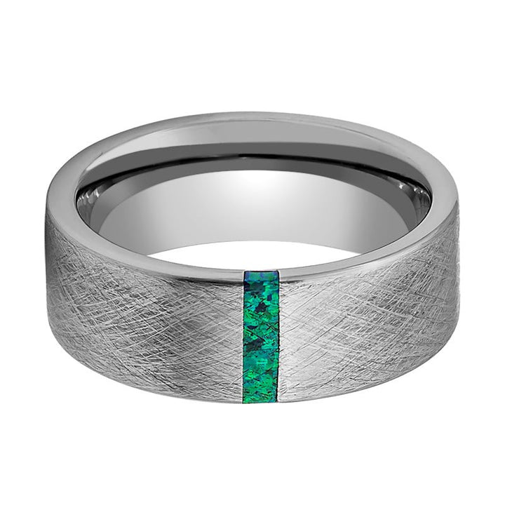 STARK | Tungsten Ring Lime Green Opal Bar - Rings - Aydins Jewelry - 3