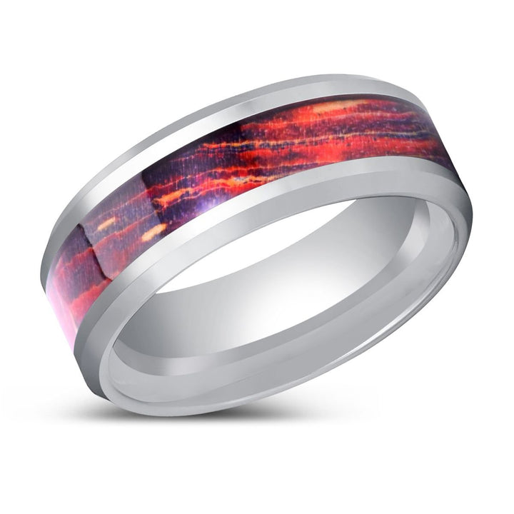STARLIGHTIA | Silver Tungsten Ring, Galaxy Wood Inlay Ring, Silver Edges - Rings - Aydins Jewelry - 2