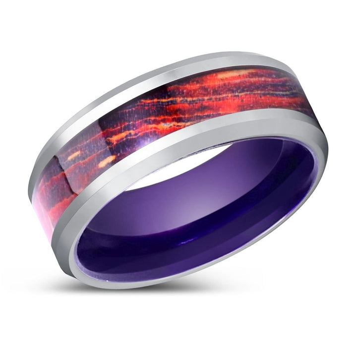 STARLYNX | Purple Tungsten Ring, Galaxy Wood Inlay Ring, Silver Edges - Rings - Aydins Jewelry - 2
