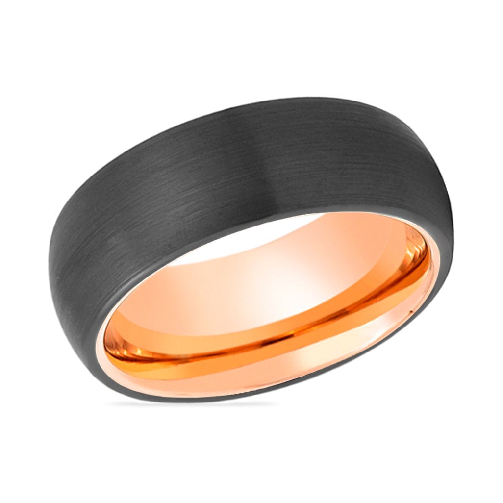 STARSKY | Rose Gold Tungsten Ring Black Domed - Rings - Aydins Jewelry - 2