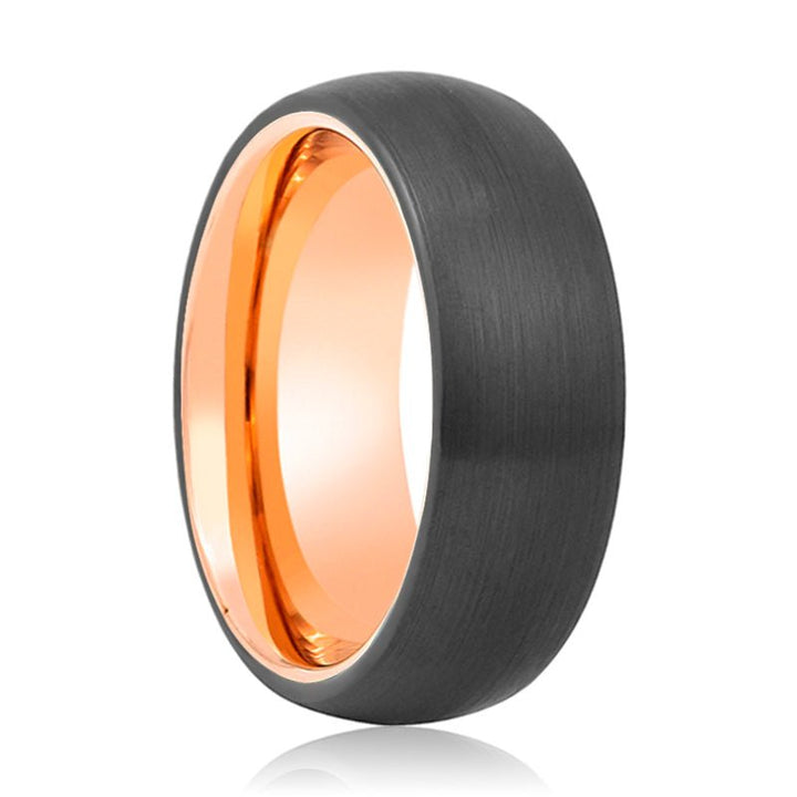 STARSKY | Rose Gold Tungsten Ring Black Domed - Rings - Aydins Jewelry - 1