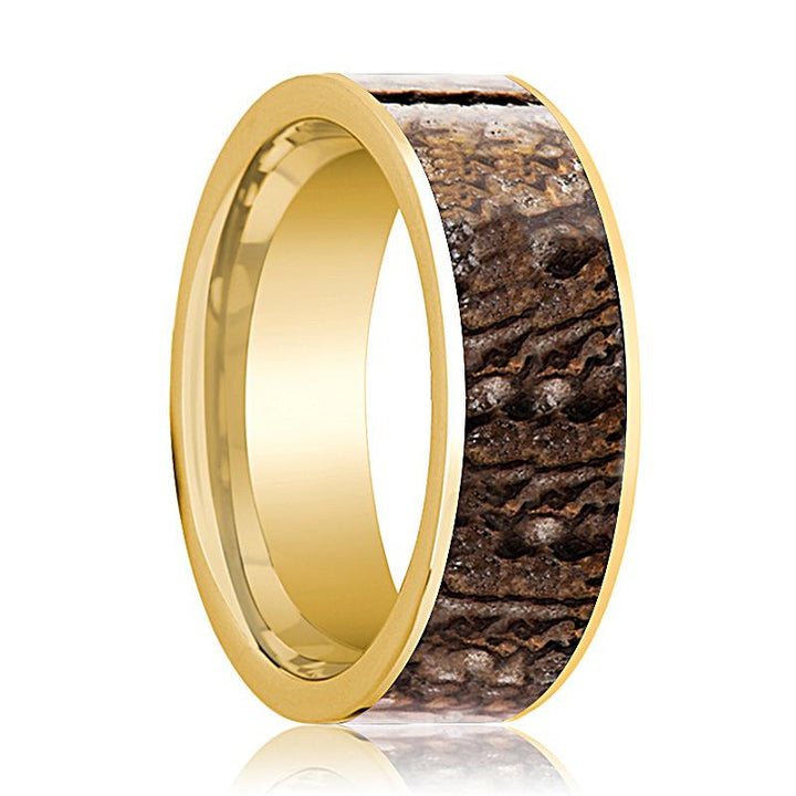 STEG | 14k Yellow Gold Brown Dino Bone Ring - Rings - Aydins Jewelry - 1