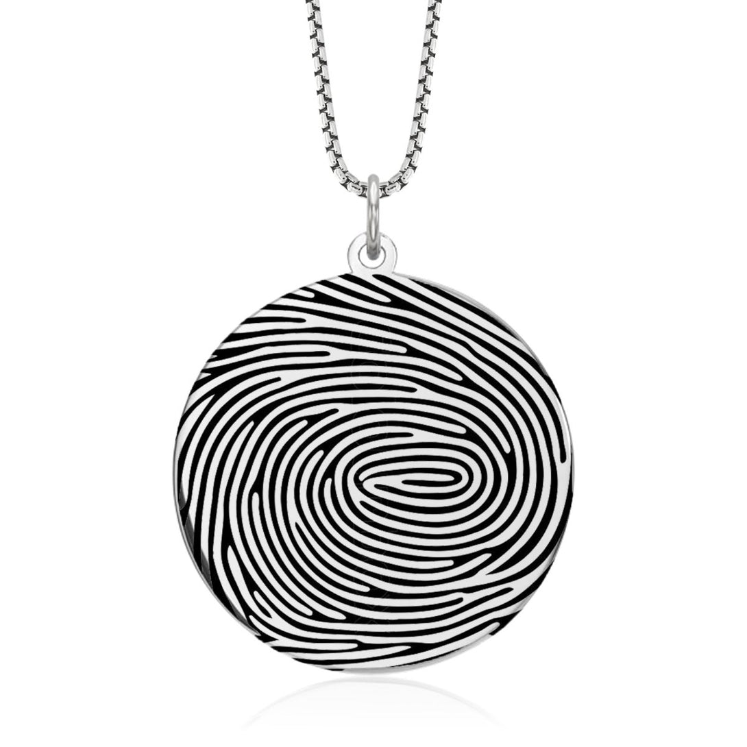 Sterling Silver Fingerprint Circle Pendant - Pendant > Fingerprint Necklace > Fingerprint Jewelry > Memorial Jewelry > Sterling Silver Fingerprint Necklace > Fingerprint Charm > Signature Jewelry > Photo Pendant > Real Photo Jewelry > - Aydins Jewelry - 2