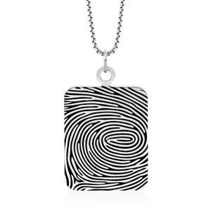 Sterling Silver Fingerprint Rectangle Pendant - Pendant > Fingerprint Necklace > Fingerprint Jewelry > Memorial Jewelry > Sterling Silver Fingerprint Necklace > Fingerprint Charm > Signature Jewelry > Photo Pendant > Real Photo Jewelry > - Aydins Jewelry - 2