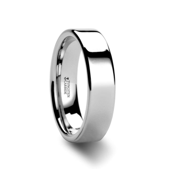 STOCKTON | White Tungsten Ring Flat - Rings - Aydins Jewelry - 3