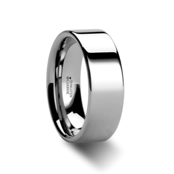STOCKTON | White Tungsten Ring Flat - Rings - Aydins Jewelry - 1