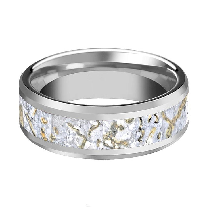 STOMPY | Tungsten Ring White Dinosaur Bone Inlay - Rings - Aydins Jewelry - 2