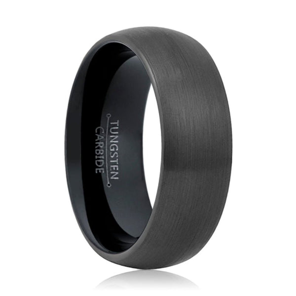 STORMY | Black Ring, Black Tungsten Ring, Brushed, Domed - Rings - Aydins Jewelry - 1