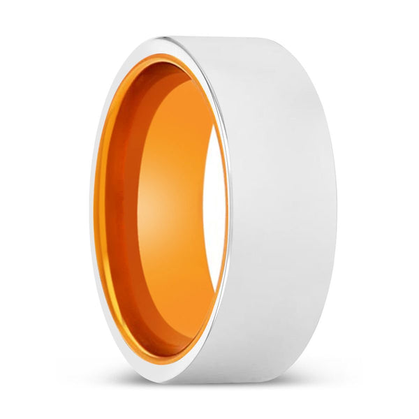 SULTAN | Orange Ring, Silver Tungsten Ring, Shiny, Flat - Rings - Aydins Jewelry - 1