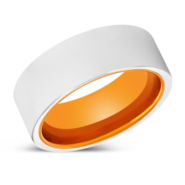 SULTAN | Orange Ring, Silver Tungsten Ring, Shiny, Flat - Rings - Aydins Jewelry - 2