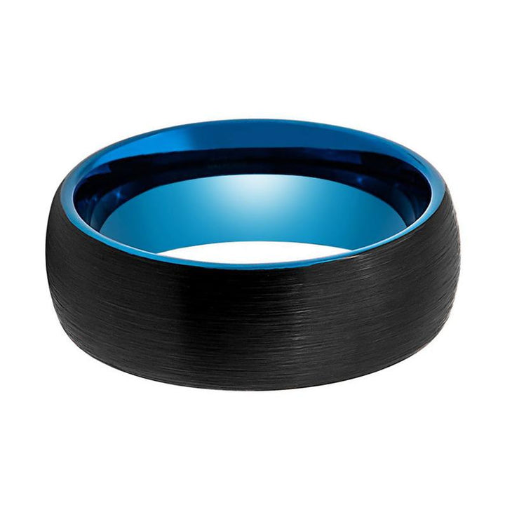SUPRA | Blue Tungsten Ring, Black Tungsten Ring, Brushed, Domed - Rings - Aydins Jewelry - 2