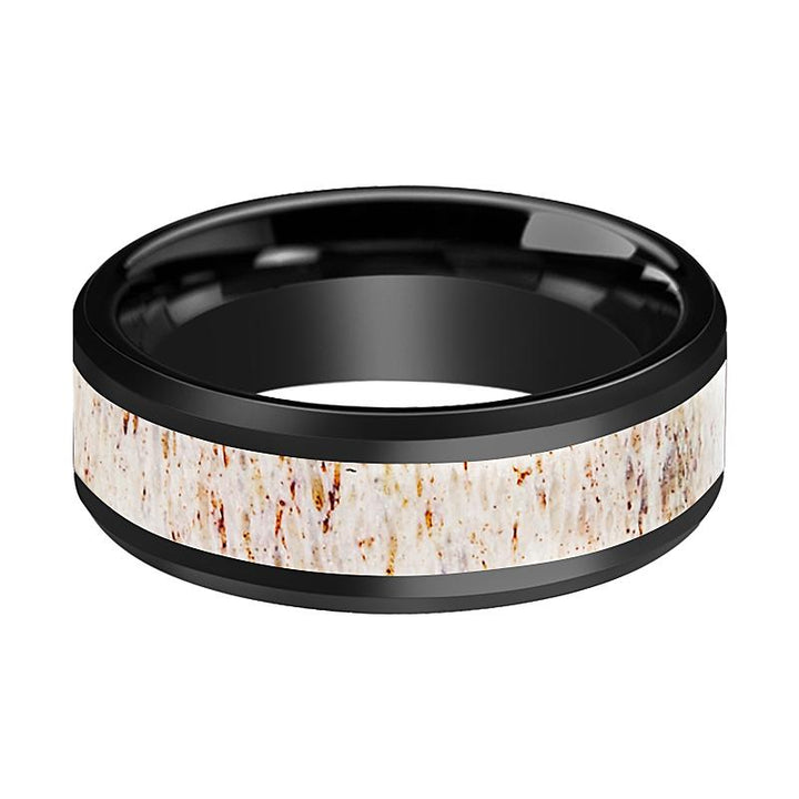 TAIL | Ceramic Ring Off White Deer Antler Inlay - Rings - Aydins Jewelry - 2