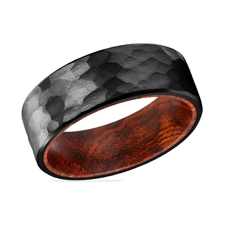 TANGLE | Snake Wood, Black Tungsten Ring, Hammered, Flat - Rings - Aydins Jewelry - 2