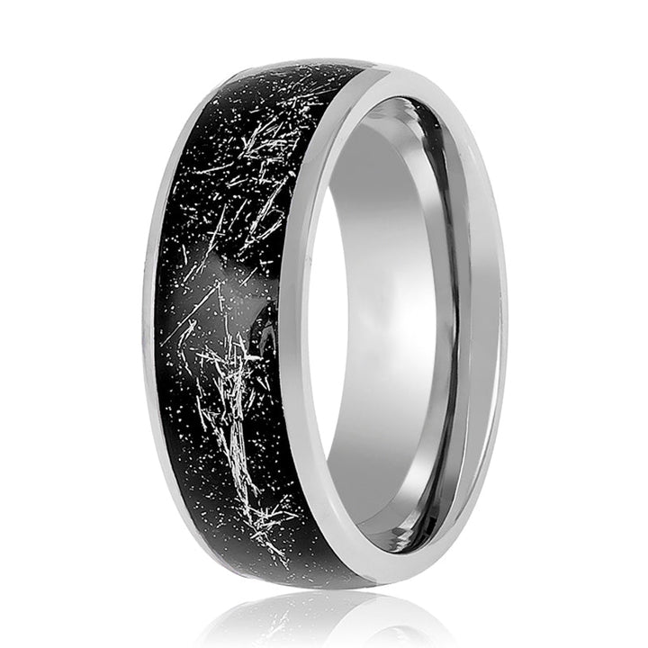 TATUM | Tungsten Ring Metallic Shavings Inlay - Rings - Aydins Jewelry - 3