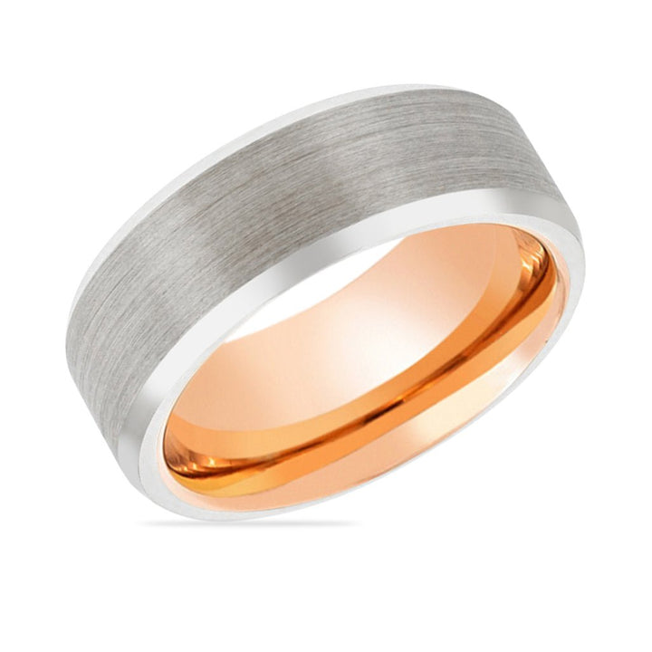 TAURUS | Rose Gold Ring, Silver Tungsten Ring, Brushed, Beveled - Rings - Aydins Jewelry - 2
