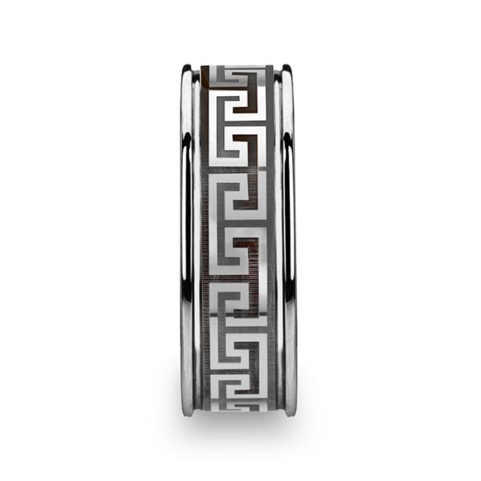 THASOS | Tungsten Ring Greek Key Meander Design - Rings - Aydins Jewelry - 2