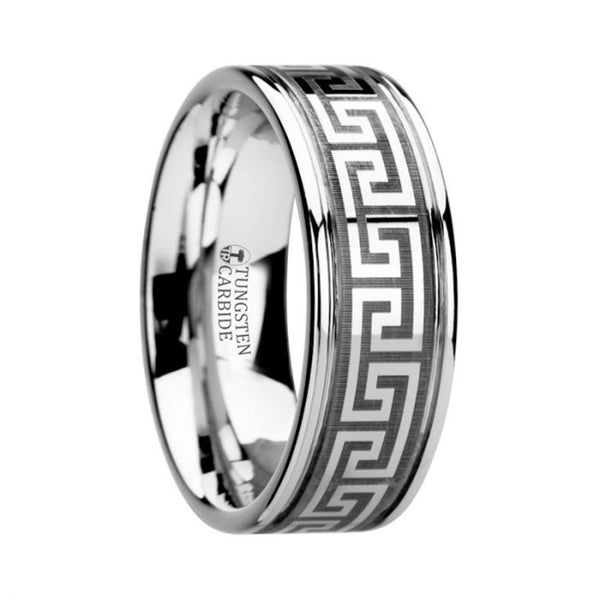 THASOS | Tungsten Ring Greek Key Meander Design - Rings - Aydins Jewelry - 1