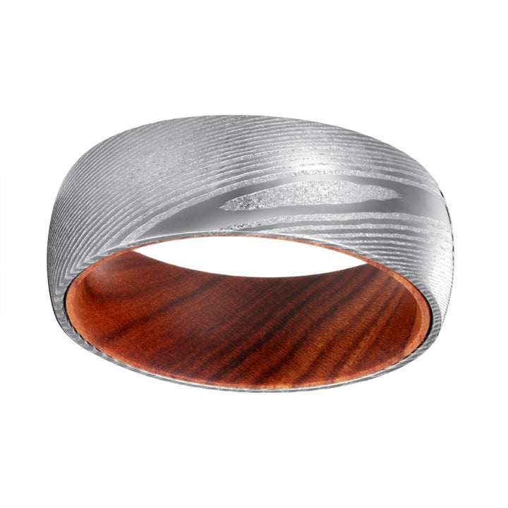 TILLMAN | Iron Wood, Silver Damascus Steel, Domed - Rings - Aydins Jewelry - 2