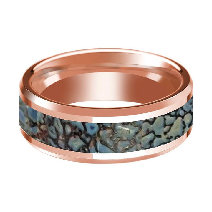 TITAN | 14k Rose Gold Blue Dinosaur Bone Inlay Ring - Rings - Aydins Jewelry - 2