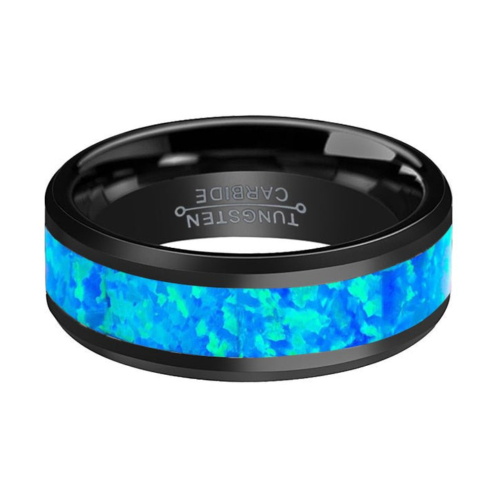 TRANQUIL | Tungsten Ring Synthetic Opal Inlay - Rings - Aydins Jewelry - 2