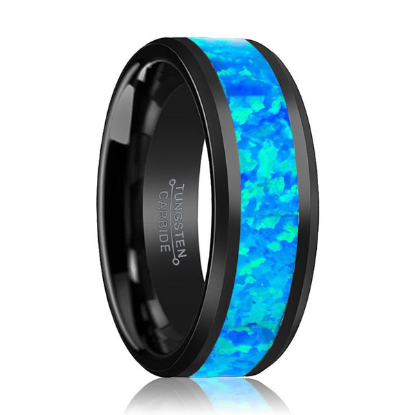 TRANQUIL | Tungsten Ring Synthetic Opal Inlay