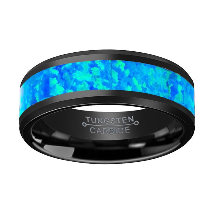 TRANQUIL | Tungsten Ring Synthetic Opal Inlay - Rings - Aydins Jewelry - 3