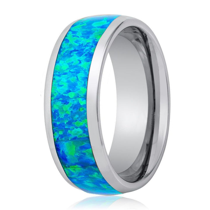 TROPIC | Tungsten Ring Synthetic Opal Inlay - Rings - Aydins Jewelry - 4