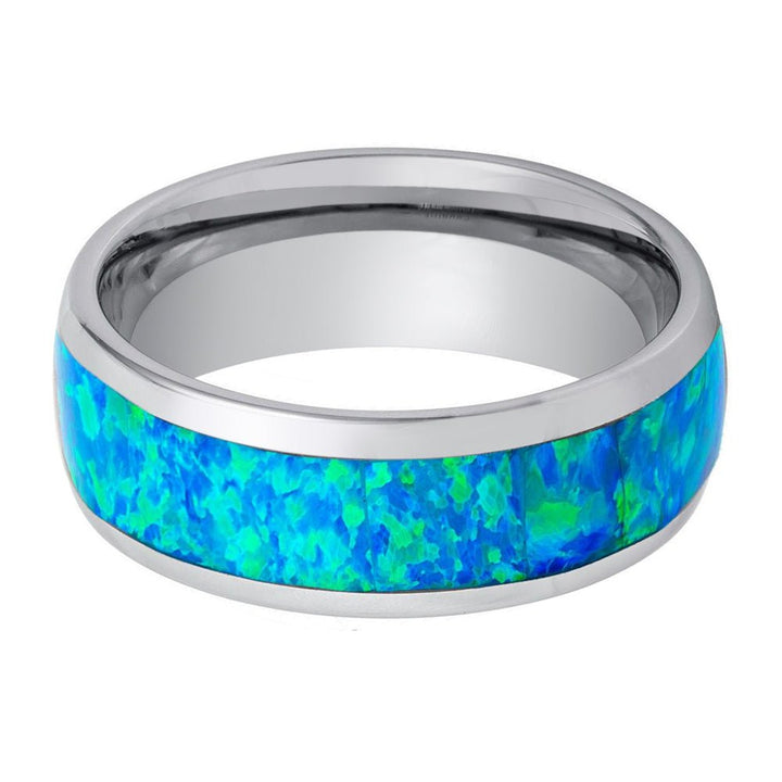 TROPIC | Tungsten Ring Synthetic Opal Inlay - Rings - Aydins Jewelry - 2