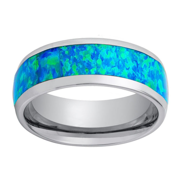 TROPIC | Tungsten Ring Synthetic Opal Inlay - Rings - Aydins Jewelry - 3