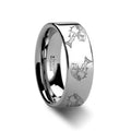 Trout Fish Sea Pattern Print Flat Tungsten Wedding Tungsten Carbide men's wedding band, image 1