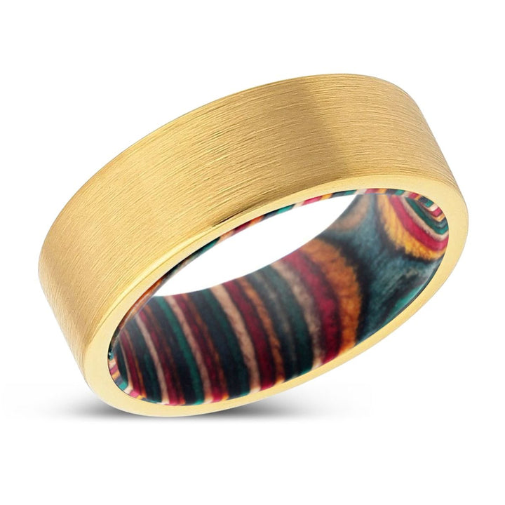TRYXON | Multi Color Wood, Gold Tungsten Ring, Brushed, Flat - Rings - Aydins Jewelry - 2