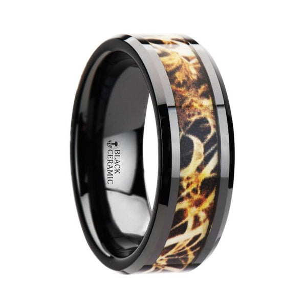 TUNDRA | Ceramic Ring Leaves Grassland Camo Inlay Ring