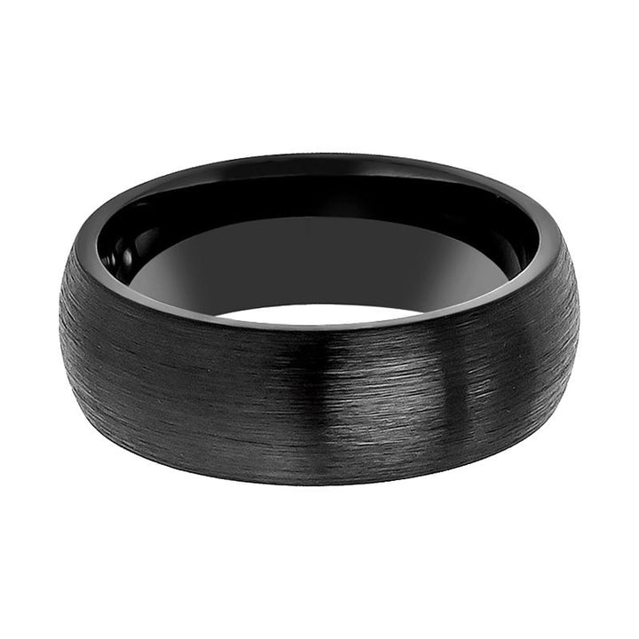Tungsten Black Brushed Couple Matching Ring with Domed Edges - For Men and Women - 2MM - 12MM - Rings - Aydins Jewelry - 2