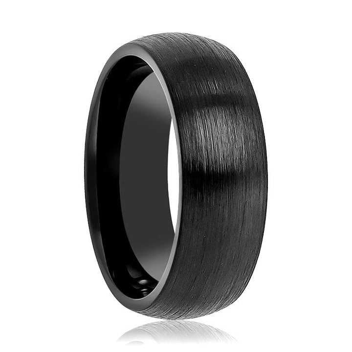Tungsten Black Brushed Couple Matching Ring with Domed Edges - For Men and Women - 2MM - 12MM - Rings - Aydins Jewelry - 1