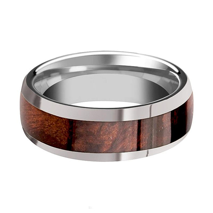 GROVE | Silver Tungsten Ring, Red Wood Inlay, Domed - Rings - Aydins Jewelry - 2
