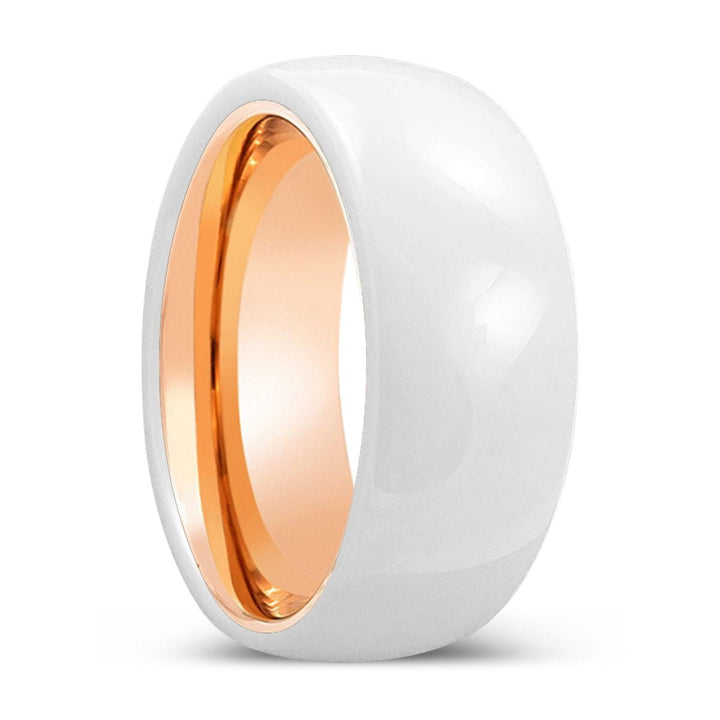 TUSK | Rose Gold Ring, White Ceramic Ring, Domed - Rings - Aydins Jewelry - 1