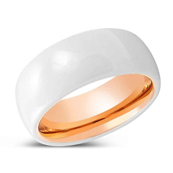 TUSK | Rose Gold Ring, White Ceramic Ring, Domed - Rings - Aydins Jewelry - 2