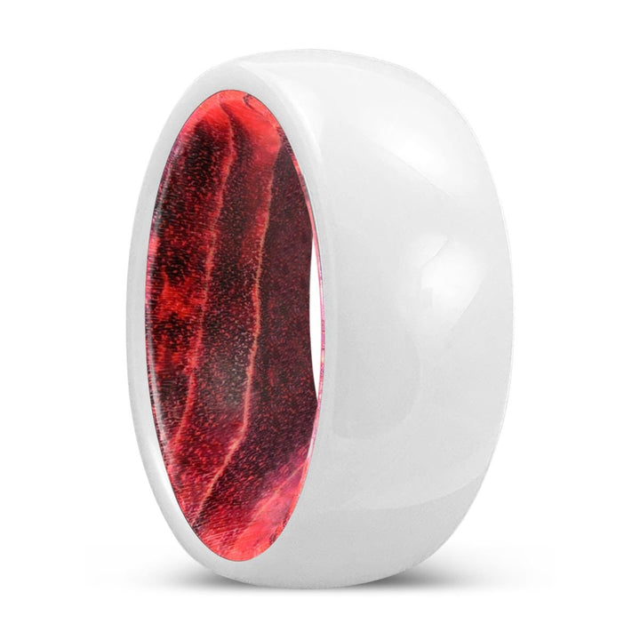 UNITY | Black & Red Wood, White Ceramic Ring, Domed - Rings - Aydins Jewelry - 1