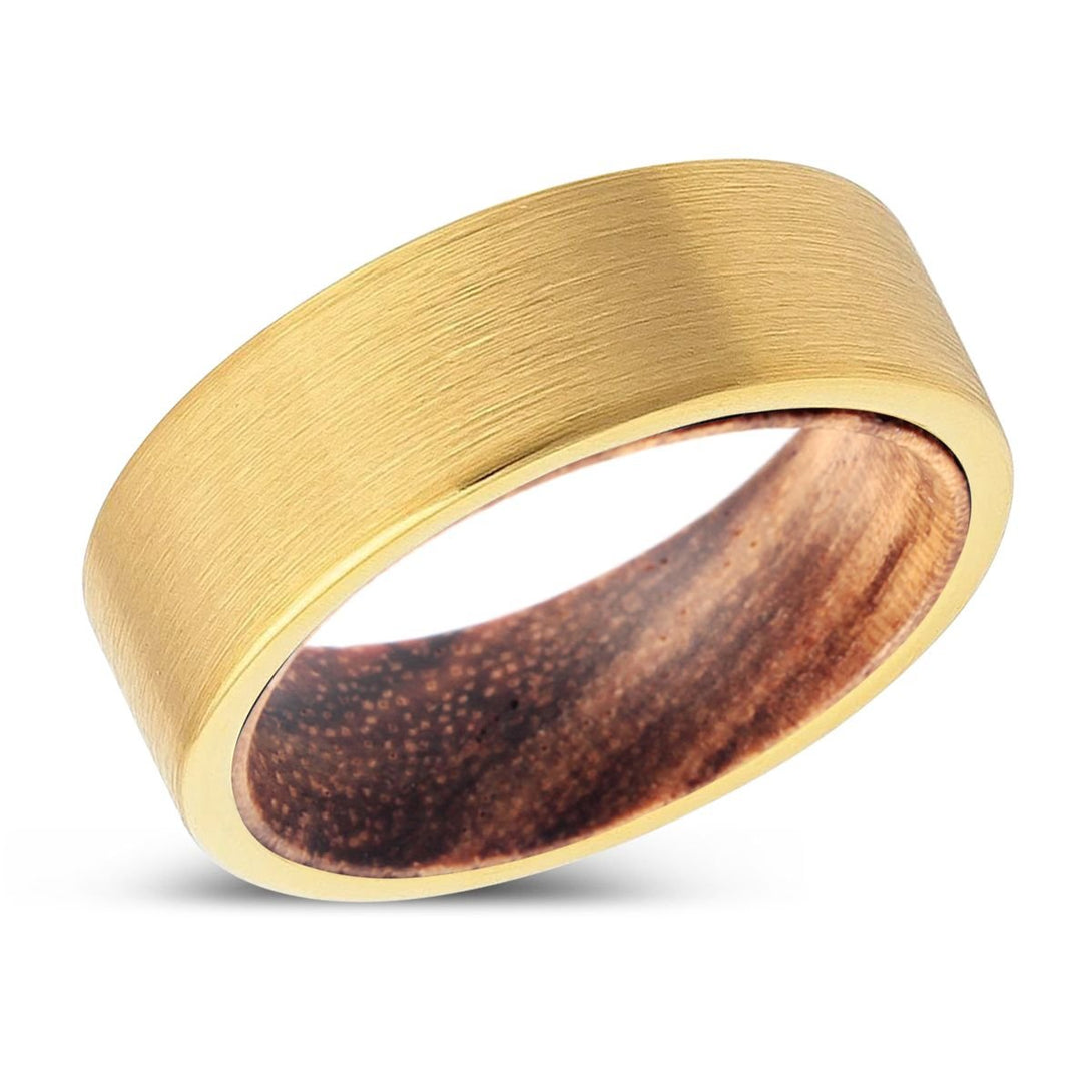 URBENWOOD | Zebra Wood, Gold Tungsten Ring, Brushed, Flat - Rings - Aydins Jewelry - 2