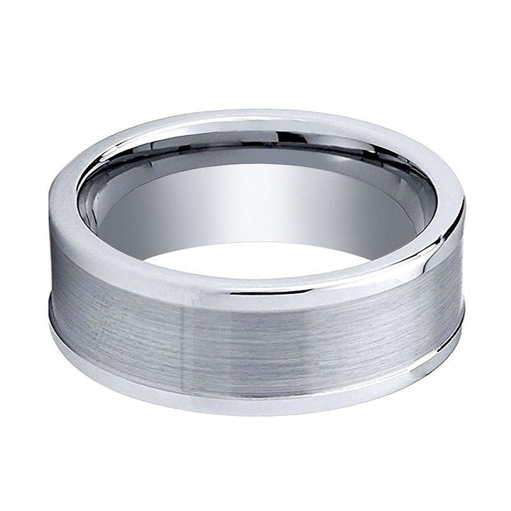 VAGA | Tungsten Ring Silver Flat Polished