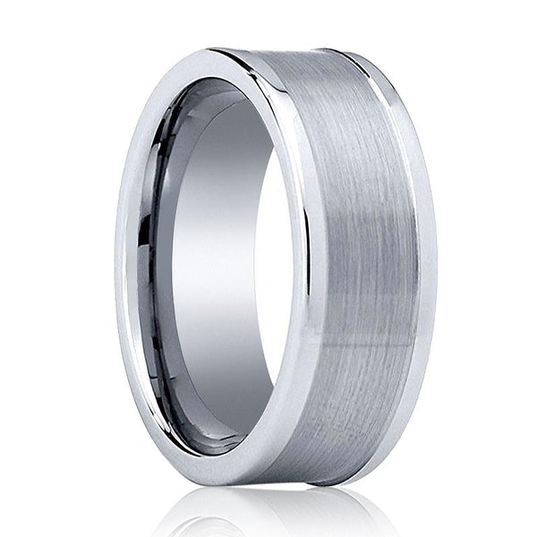 Aydins Tungsten Carbide Wedding Band Brushed Flat 8mm Tungsten Mens Ring - Rings - Aydins_Jewelry