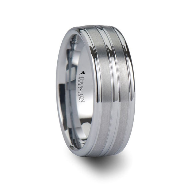 VANCOUVER | White Tungsten Ring Triple Grooves - Rings - Aydins Jewelry - 1